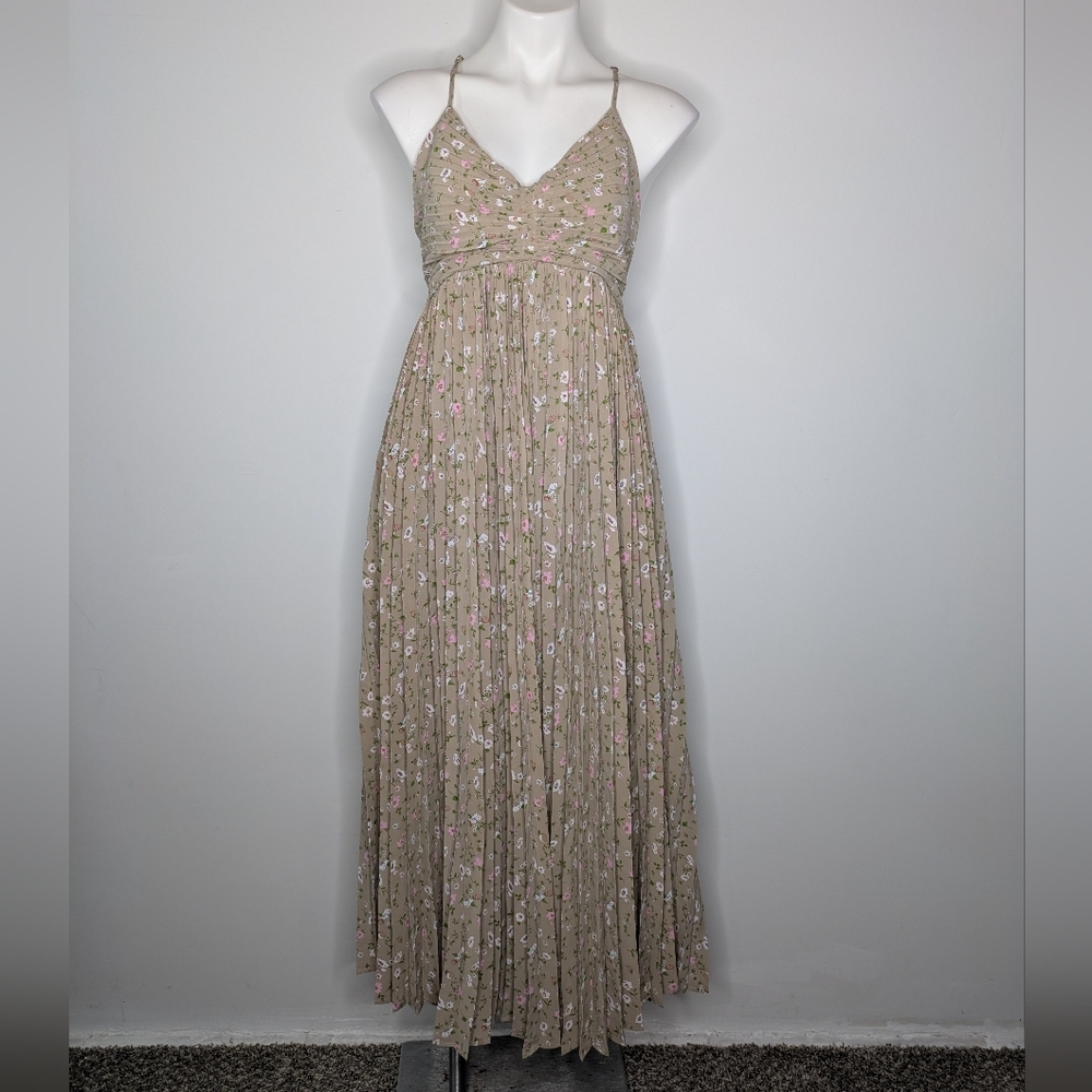 Floral Maxi Dress in Beige and Pink